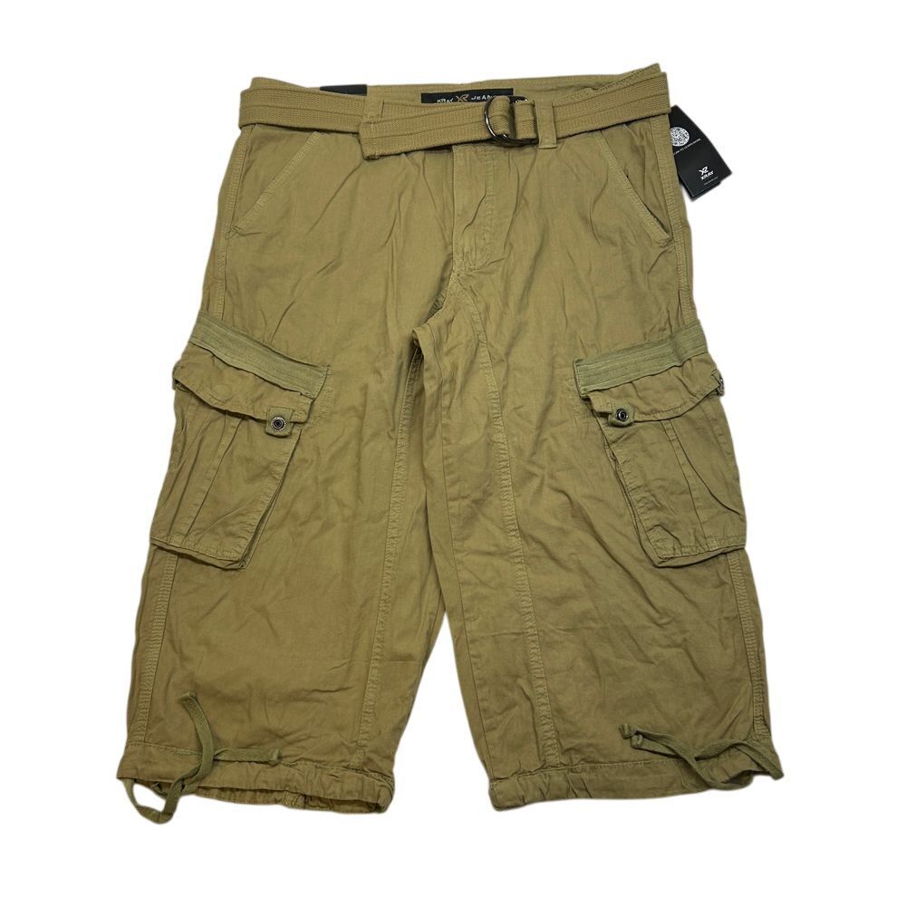 XRAY Khaki Cargo Shorts Men's 32 Khaki Brown Belted‎ Tactical Military Style NEW